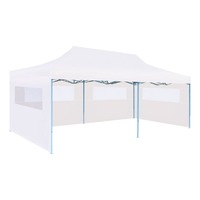 Folding Pop-up Partytent with Sidewalls 3x6 m Steel White