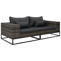 2 Piece Garden Sofa Set with Cushions Poly Rattan Grey