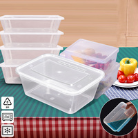 50 Packs Food Containers Plastic Base + Lids Bulk 1000ml