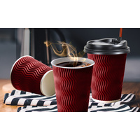 Disposable Coffee Cups Triple Wall 12oz 200pcs Red