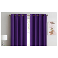 2x 100% Blockout Curtains Panels 3 Layers Eyelet Eggplant 180x230cm