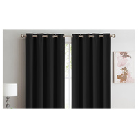 2x 100% Blockout Curtains Panels 3 Layers Eyelet Black 300x230cm