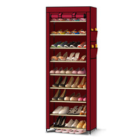 10 Tier Shoes Cabinet With Cover Burgundy