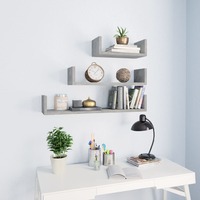 Wall Display Shelf 3 pcs Concrete Grey Chipboard
