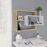 Wall Shelves White and Sonoma Oak 104x20x58.5 cm Chipboard