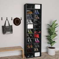 Shoe Cabinet Black 54x34x183 cm Chipboard