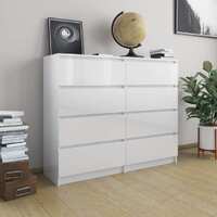 Drawer Sideboard High Gloss White 120x35x99 cm Chipboard