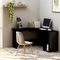 L-Shaped Corner Desk High Gloss Black 120x140x75 cm Chipboard