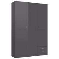 3-Door Wardrobe High Gloss Grey 120x50x180 cm Chipboard
