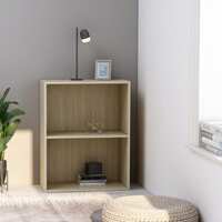 2-Tier Book Cabinet Sonoma Oak 60x30x76.5 cm Chipboard