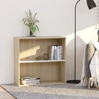 2-Tier Book Cabinet White and Sonoma Oak 80x30x76.5 cm Chipboard