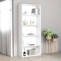 5-Tier Book Cabinet White 80x30x189 cm Chipboard