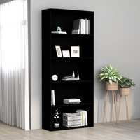 5-Tier Book Cabinet Black 80x30x189 cm Chipboard