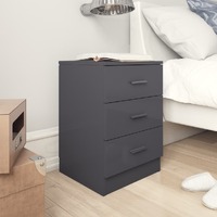 Bedside Cabinets 2 pcs High Gloss Grey 38x35x56 cm Chipboard