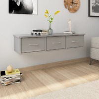 Wall-mounted Drawer Shelf High Gloss Grey 88x26x18.5 cm Chipboard