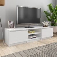 TV Cabinet High Gloss White 55.1"x15.7"x14" Chipboard