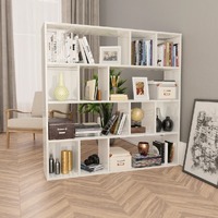 Room Divider/Book Cabinet High Gloss White 110x24x110 cm Chipboard