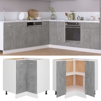 Corner Bottom Cabinet Concrete Grey 75.5x75.5x80.5 cm Chipboard