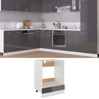 Oven Cabinet High Gloss Grey 60x46x81.5 cm Chipboard