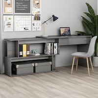 Corner Desk High Gloss Grey 200x50x76 cm Chipboard