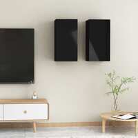 TV Cabinets 2 pcs High Gloss Black 30.5x30x60 cm Chipboard