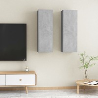 TV Cabinets 2 pcs Concrete Grey 30.5x30x90 cm Chipboard