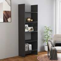 Book Cabinet High Gloss Grey 60x35x180 cm Chipboard