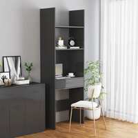 Book Cabinet High Gloss Grey 60x35x180 cm Chipboard