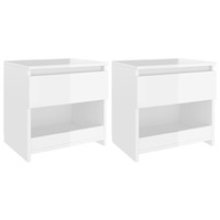 Bedside Cabinets 2 pcs High Gloss White 40x30x39 cm Chipboard