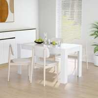 Dining Table High Gloss White 140x74.5x76 cm Chipboard