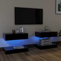 TV Cabinets with LED Lights 2 pcs Black 60x35 cm