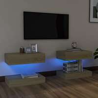 TV Cabinets with LED Lights 2 pcs Sonoma Oak 60x35 cm