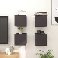 Wall Mounted TV Cabinets 4 pcs High Gloss Grey 30.5x30x30 cm