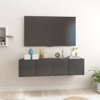 Hanging TV Cabinets 2 pcs High Gloss Grey 60x30x30 cm