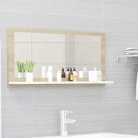 Bathroom Mirror White and Sonoma Oak 80x10.5x37cm Chipboard