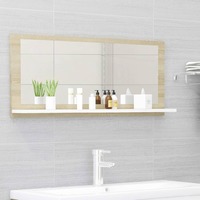 Bathroom Mirror White and Sonoma Oak 90cm Chipboard