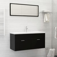 2 Piece Bathroom Furniture Set Black Chipboard