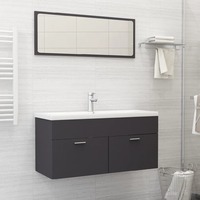 2 Piece Bathroom Furniture Set Grey Chipboard