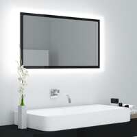 LED Bathroom Mirror High Gloss Black 80x8.5x37 cm Chipboard