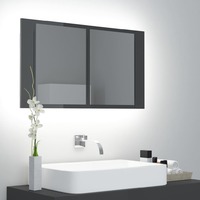 LED Bathroom Mirror Cabinet High Gloss Grey 80x12x45 cm