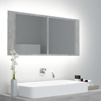 LED Bathroom Mirror Cabinet Concrete Grey 100x12x45 cm