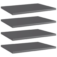 Bookshelf Boards 4 pcs High Gloss Grey 40x30x1.5 cm Chipboard