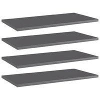 Bookshelf Boards 4 pcs High Gloss Grey 60x30x1.5 cm Chipboard