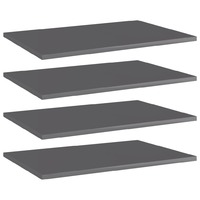 Bookshelf Boards 4 pcs High Gloss Grey 60x40x1.5 cm Chipboard