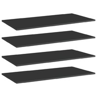 Bookshelf Boards 4 pcs High Gloss Black 80x20x1.5 cm Chipboard
