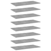 Bookshelf Boards 8 pcs Concrete Grey 80x40x1.5 cm Chipboard