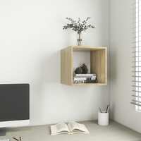 Wall Cabinet White and Sonoma Oak 37x37x37 cm Chipboard