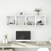 Wall Cabinets 4 pcs High Gloss White 37x37x37 cm Chipboard