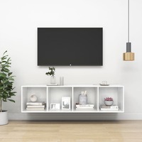 Wall-mounted TV Cabinet High Gloss White 37x37x142.5 cm Chipboard