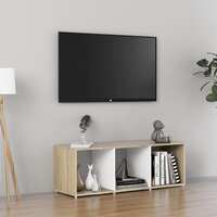 TV Cabinet White and Sonoma Oak 107x35x37 cm Chipboard
